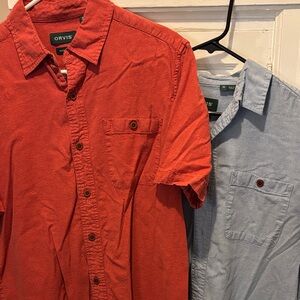 Orvis Men's Red and Light Blue Button Down Shirts